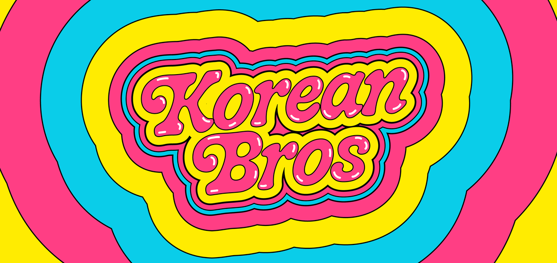 Korean Bros Logo on Rainbow Swirl