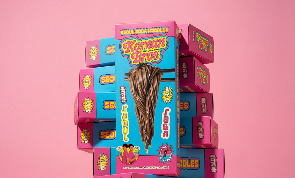 Korean Bros Packaging Seoul Soba Noodles Stack
